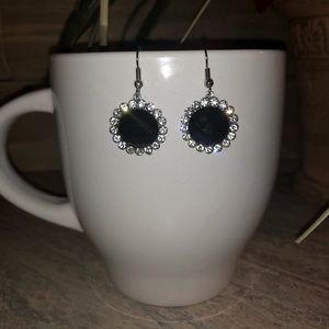 Black and Silver Faux Rhinestone Earrings
